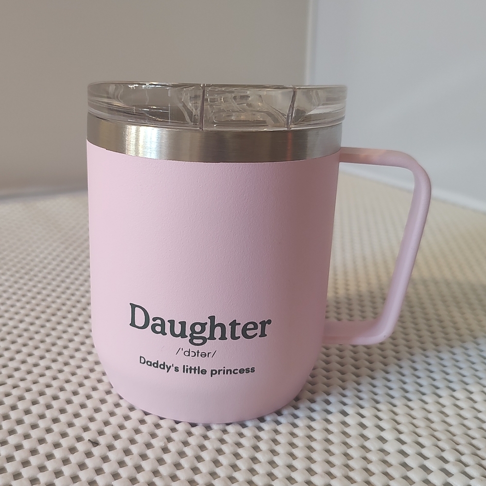 Daughter Mug (300ml/10.1oz) Baby Pink Reusable Mug, Stainless Steel, VAHDAM
